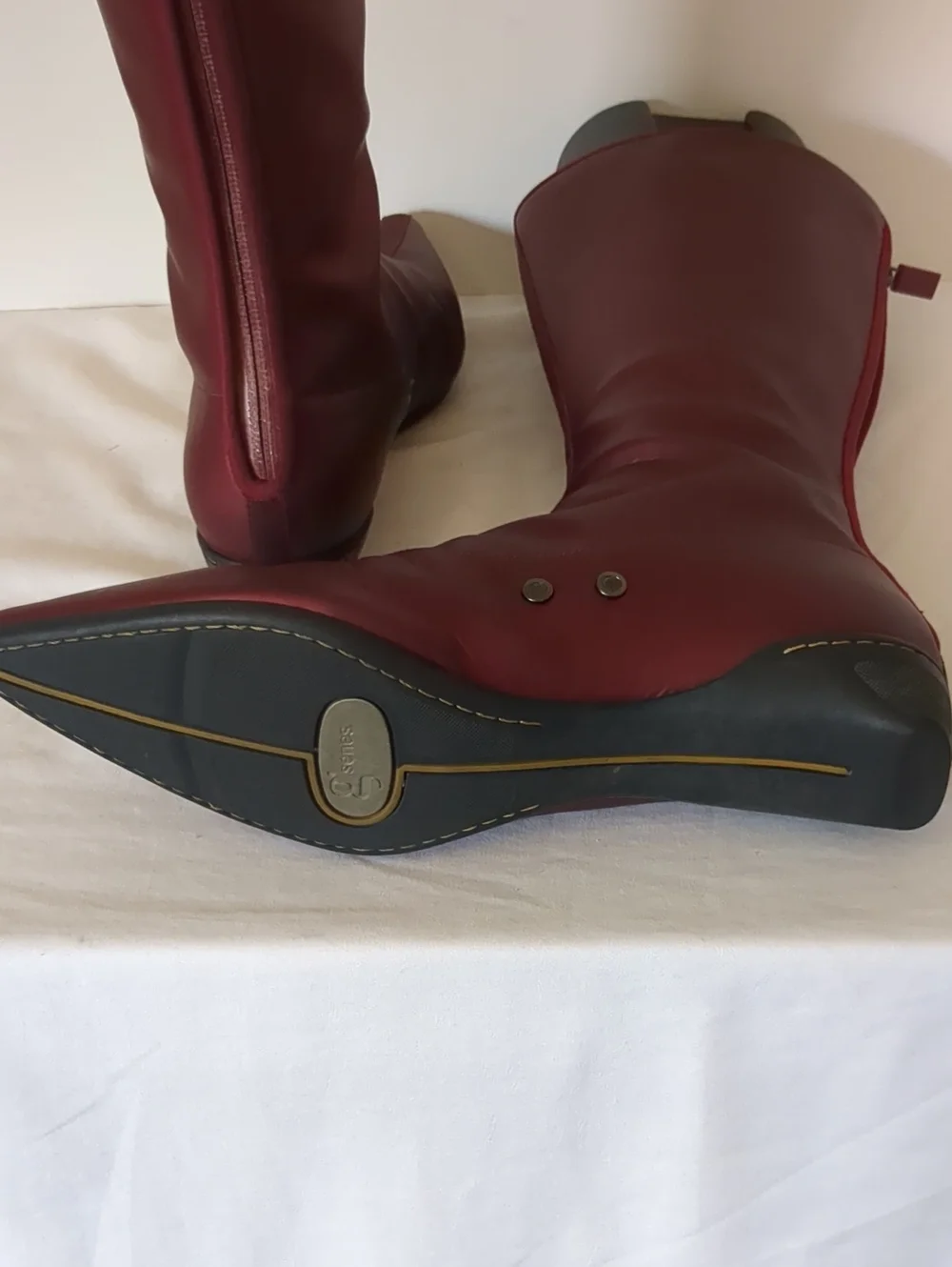 Cole Haan G Series Cranberry Rubber Kitten Heel Tall Rain Boots, 8